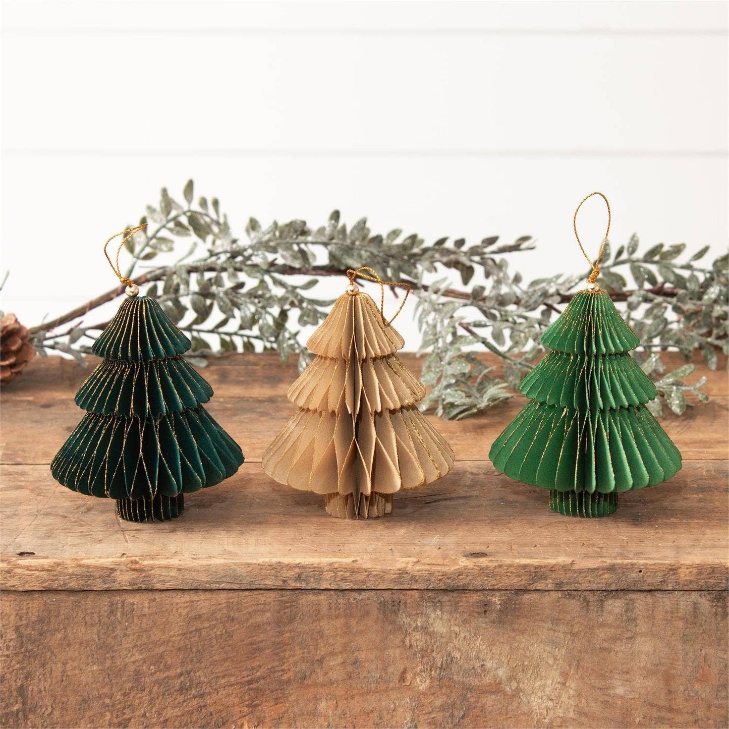 CC Gold Tipped Honeycomb Tree Ornaments (Pk/03 Ast)