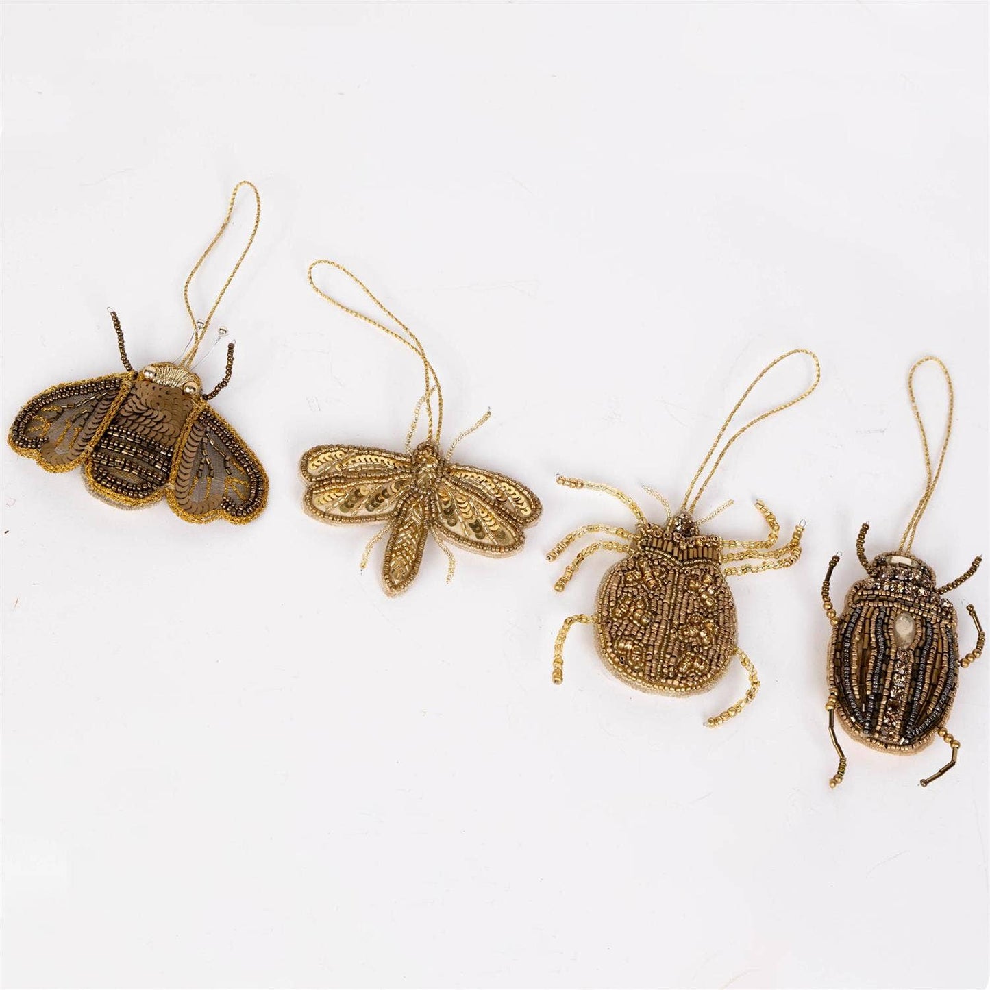 CC Gold Beaded Beetle Ornaments (PK/12 AST)