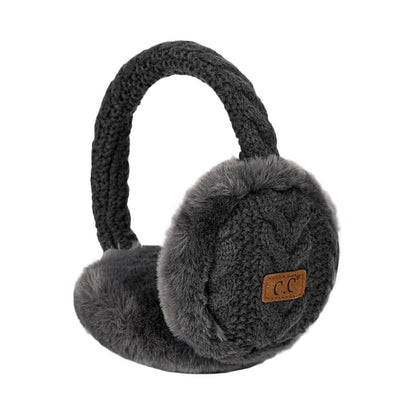 CC Cable Knitted Faux Fur Ear Muffs