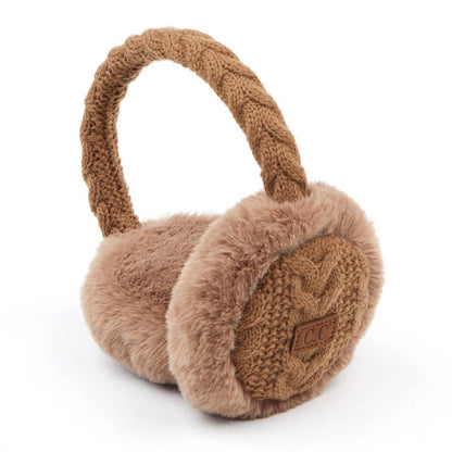 CC Cable Knitted Faux Fur Ear Muffs