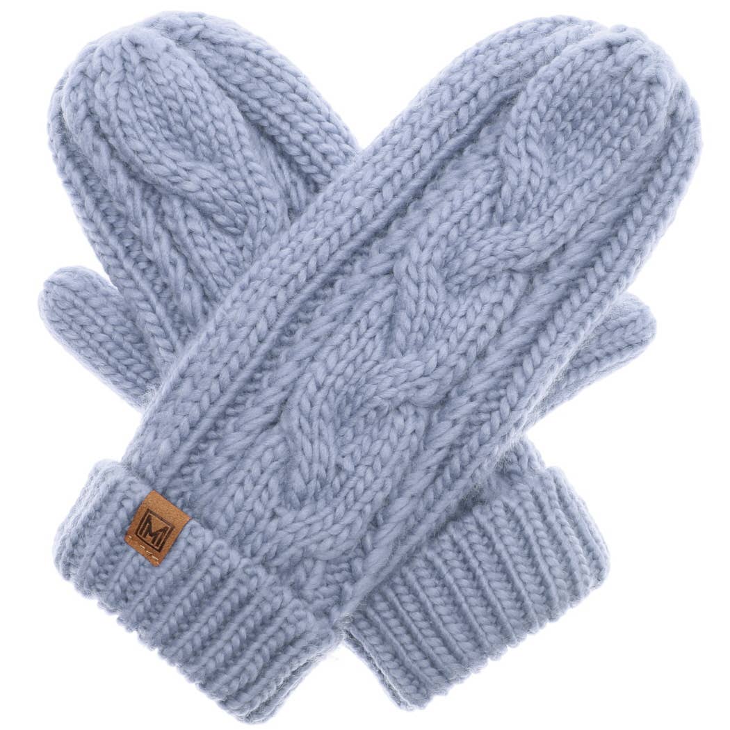 CC Winter Gloves Cable Knit Mittens with Fleece Lined