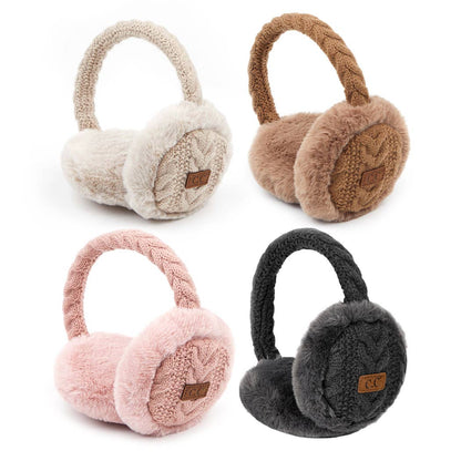 CC Cable Knitted Faux Fur Ear Muffs