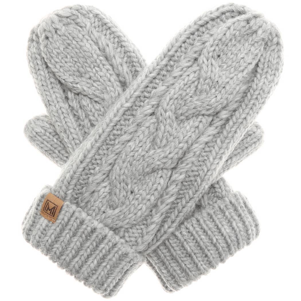 CC Winter Gloves Cable Knit Mittens with Fleece Lined