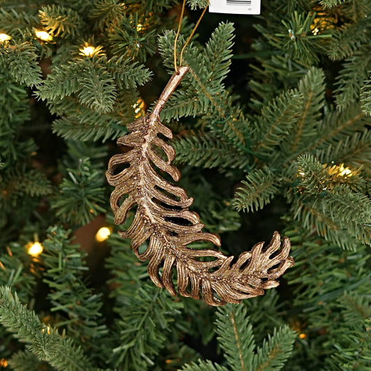 CC Polyresin Bronze Feather Ornament- 5" x 3"