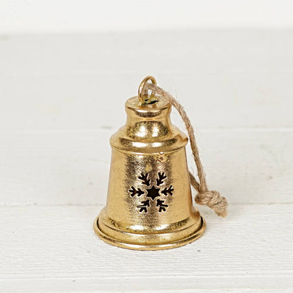 CC Dazzling Gold Metal Jingle Bell w. Snowflake Cut-off