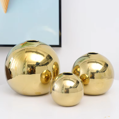 CC Round Gold Vases
