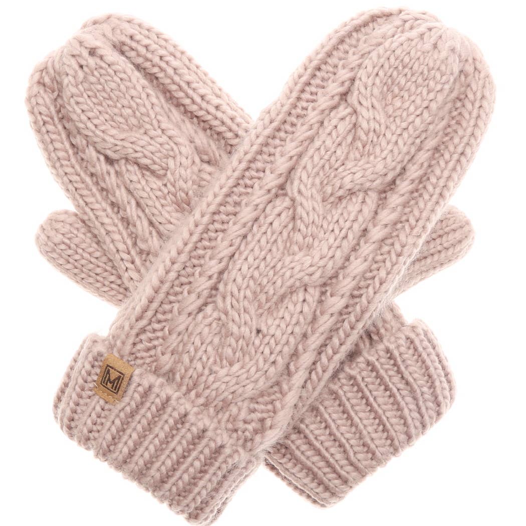 CC Winter Gloves Cable Knit Mittens with Fleece Lined