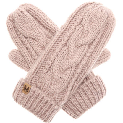 CC Winter Gloves Cable Knit Mittens with Fleece Lined