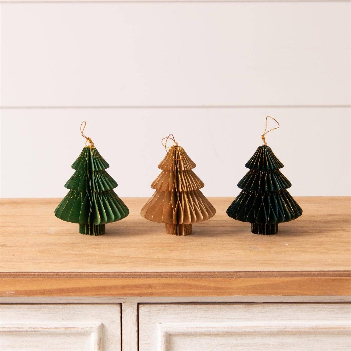 CC Gold Tipped Honeycomb Tree Ornaments (Pk/03 Ast)