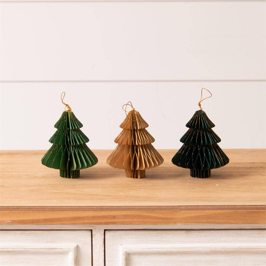 CC Gold Tipped Honeycomb Tree Ornaments (Pk/03 Ast)