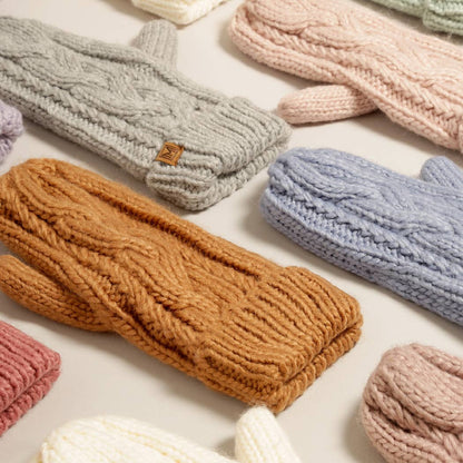 CC Winter Gloves Cable Knit Mittens with Fleece Lined