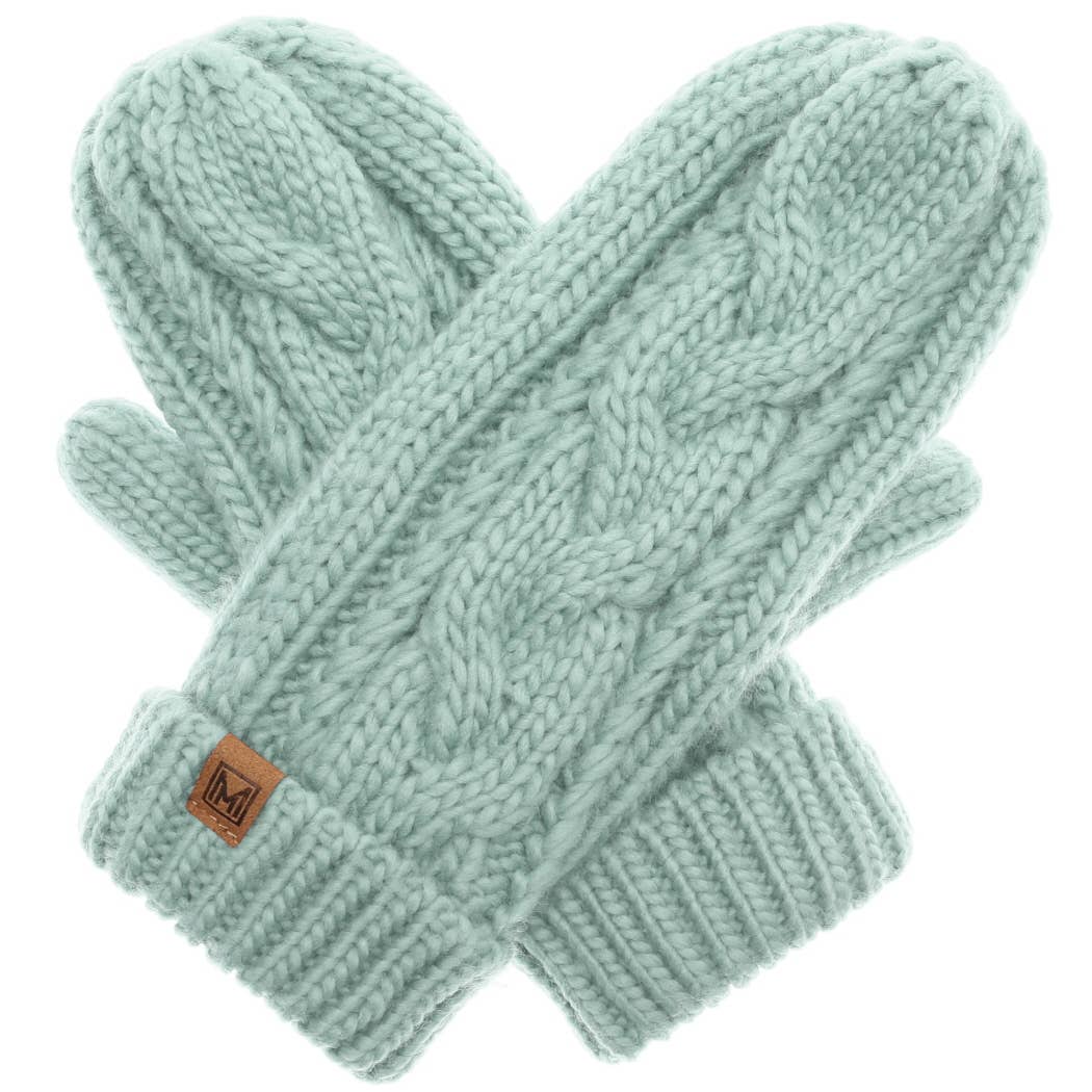CC Winter Gloves Cable Knit Mittens with Fleece Lined