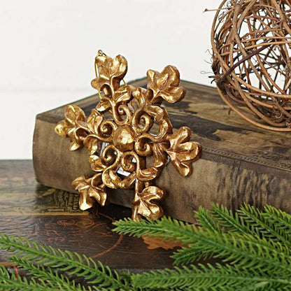 CC Polyresin Golden Snowflake Ornament 4.5"