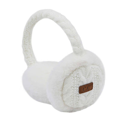 CC Cable Knitted Faux Fur Ear Muffs
