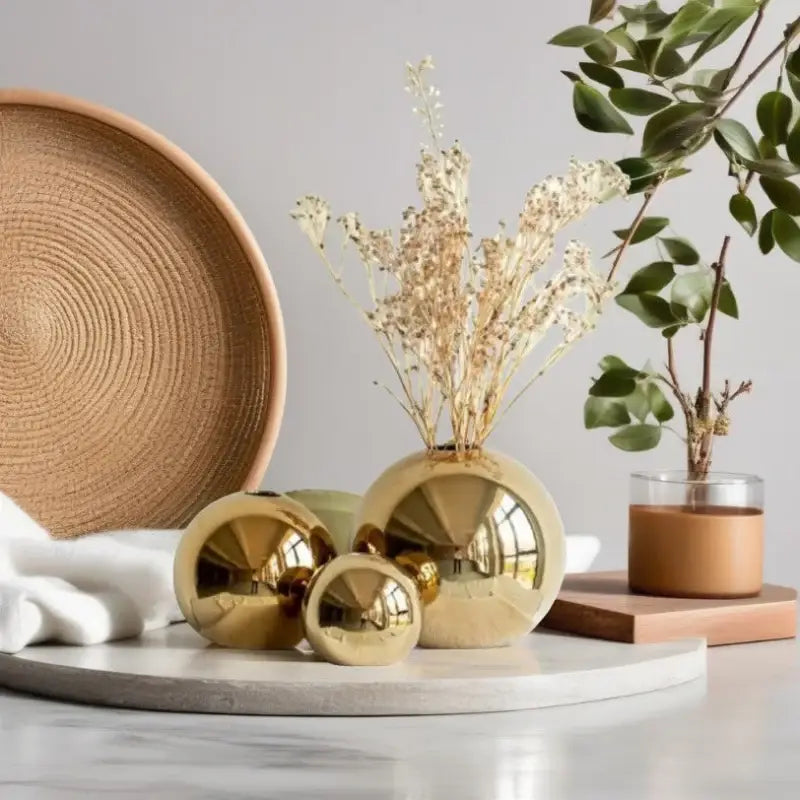 CC Round Gold Vases