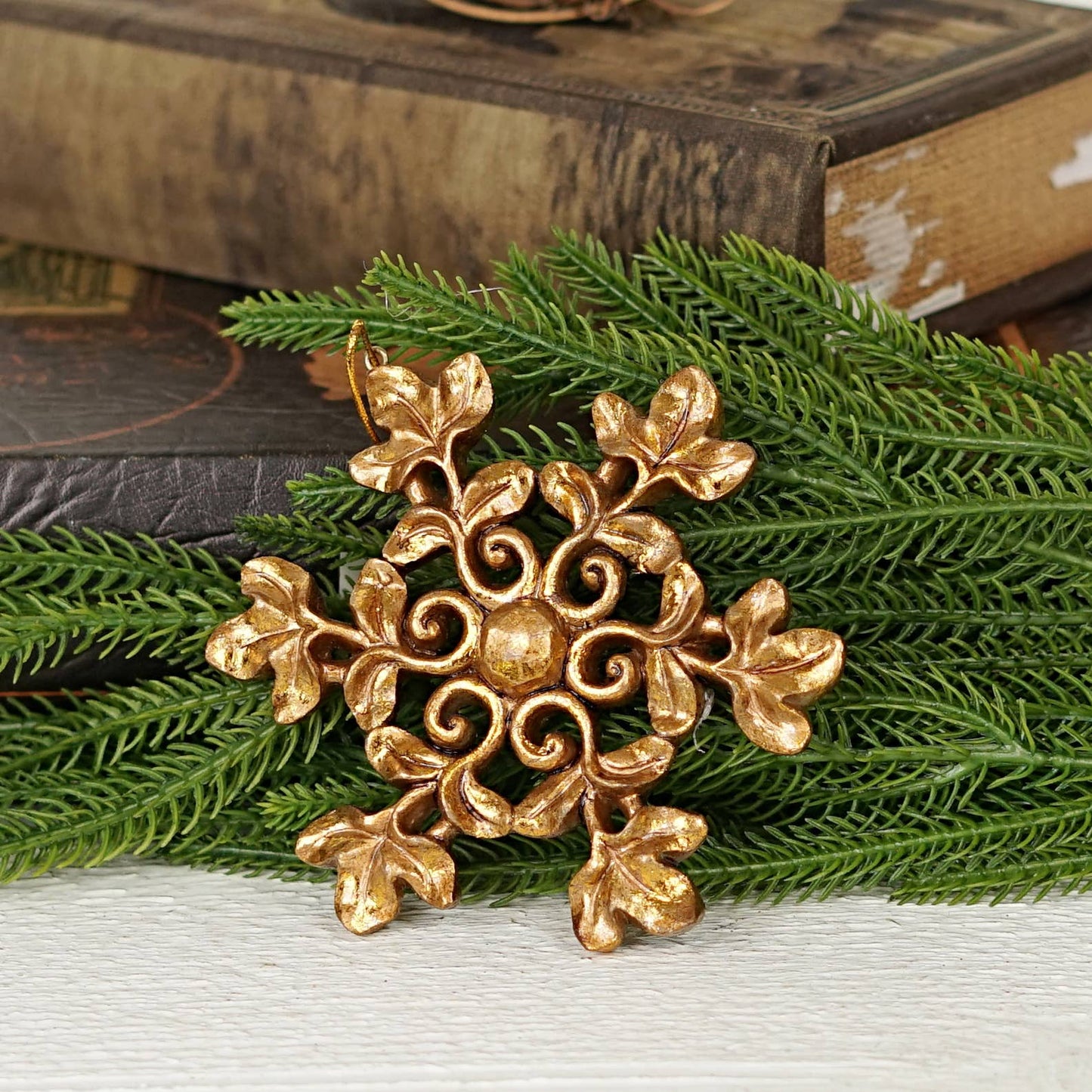 CC Polyresin Golden Snowflake Ornament 4.5"