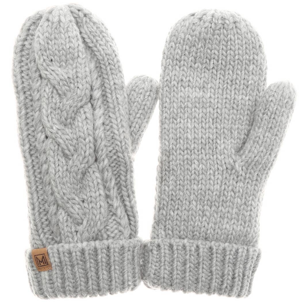 CC Winter Gloves Cable Knit Mittens with Fleece Lined
