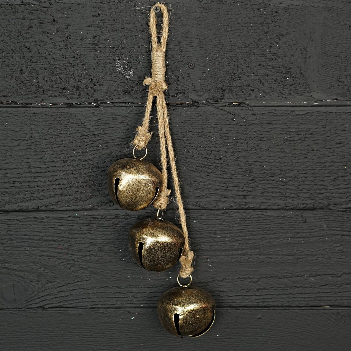 CC 15inL Bell Cluster-3x 3in Sleigh Bells-Brushed Gold-