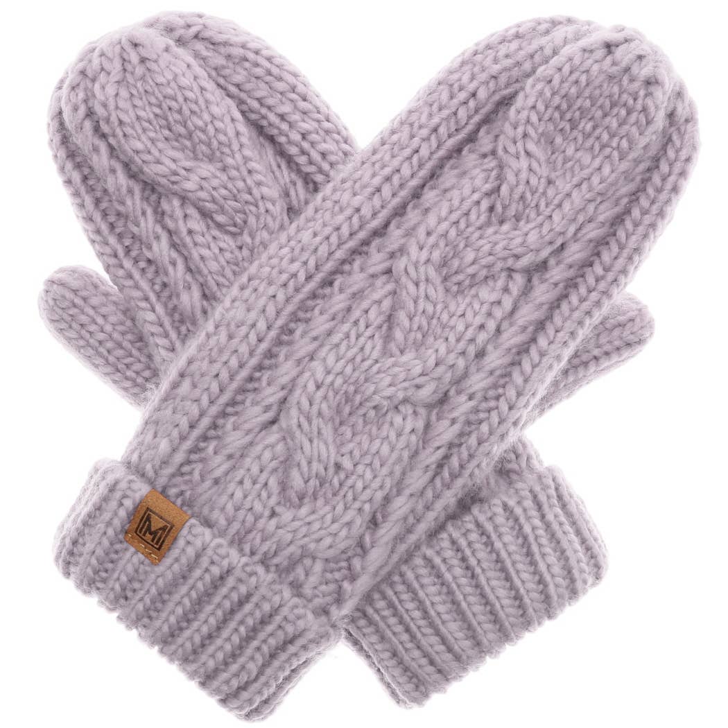 CC Winter Gloves Cable Knit Mittens with Fleece Lined