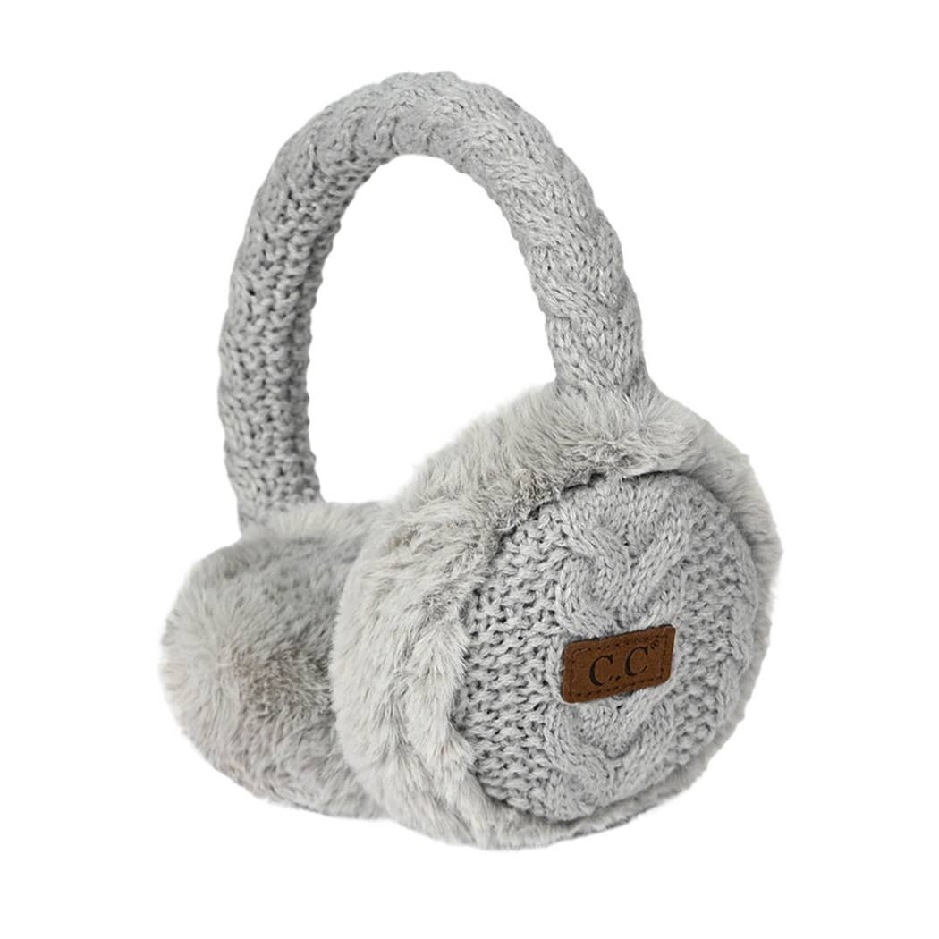 CC Cable Knitted Faux Fur Ear Muffs