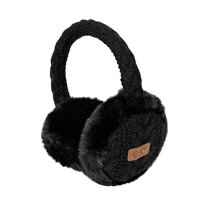 CC Cable Knitted Faux Fur Ear Muffs