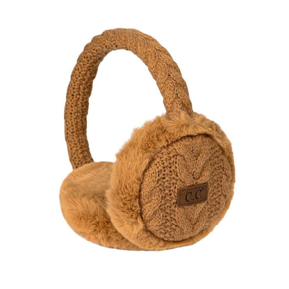 CC Cable Knitted Faux Fur Ear Muffs