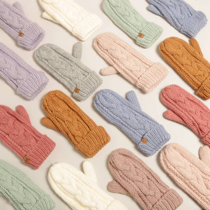 CC Winter Gloves Cable Knit Mittens with Fleece Lined
