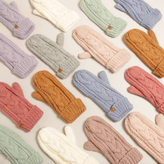 CC Winter Gloves Cable Knit Mittens with Fleece Lined