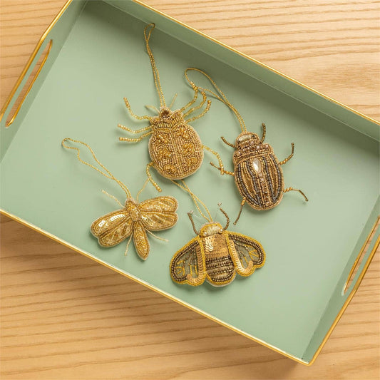 CC Gold Beaded Beetle Ornaments (PK/12 AST)