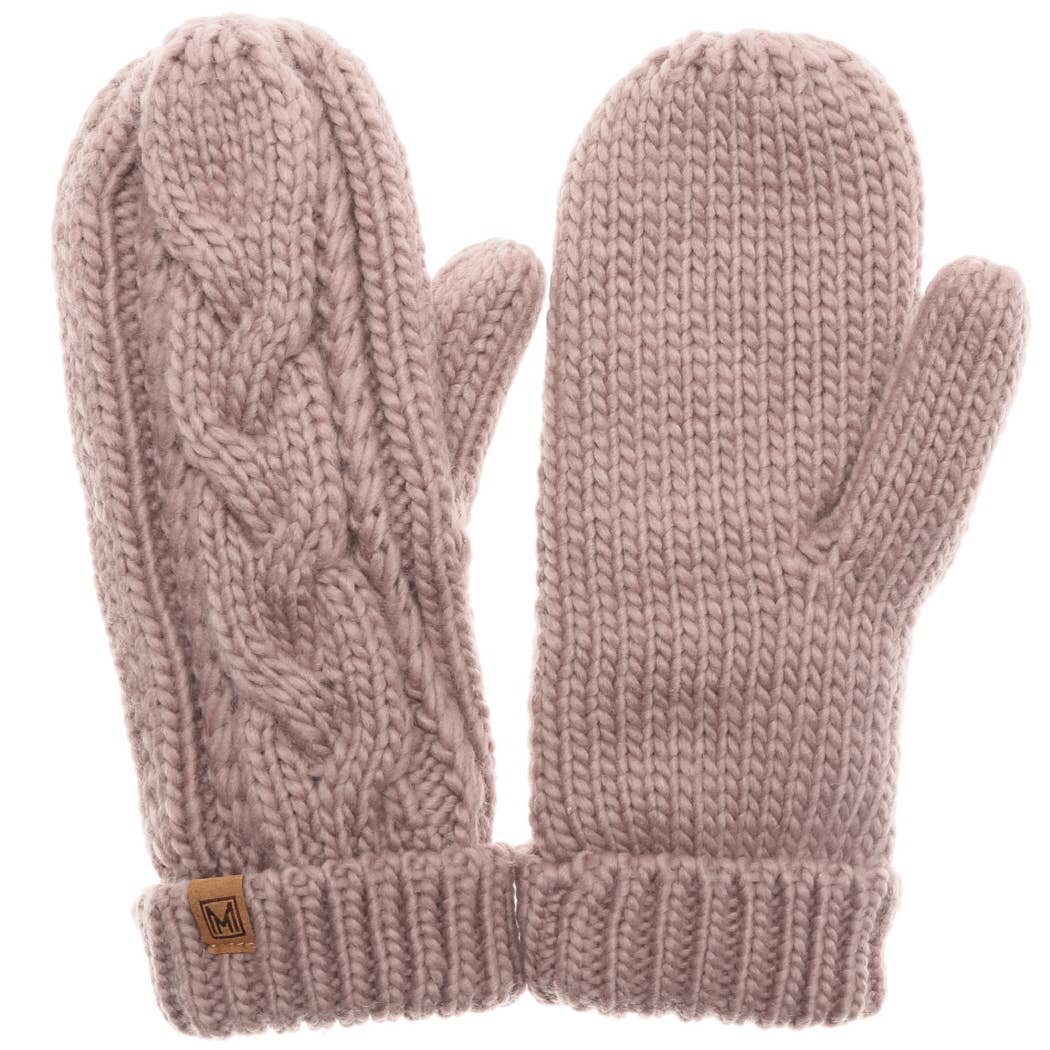 CC Winter Gloves Cable Knit Mittens with Fleece Lined