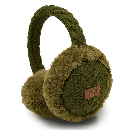 CC Cable Knitted Faux Fur Ear Muffs