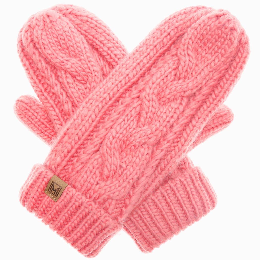 CC Winter Gloves Cable Knit Mittens with Fleece Lined