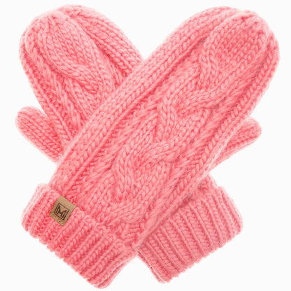 CC Winter Gloves Cable Knit Mittens with Fleece Lined