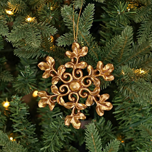 CC Polyresin Golden Snowflake Ornament 4.5"