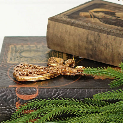 CC Polyresin Golden Flying Angel Ornament- 4.5" x 3"