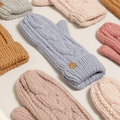CC Winter Gloves Cable Knit Mittens with Fleece Lined